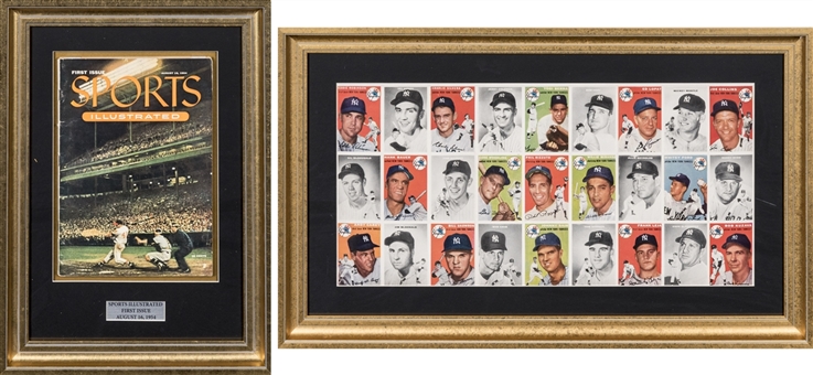 1954 Sports Illustrated First Issue and Sports Illustrated New York Yankees Insert in Frame Displays 